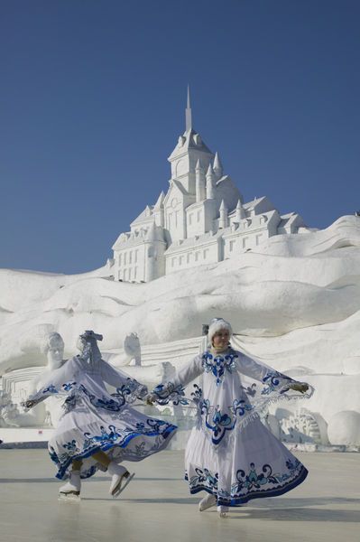 Ice Skating, Ice and Snow Festival in Harbin, China Harbin China, Snow Festival, The Holy Mountain, Ice Art, Snow Sculptures, Ice Castles, Snow Art, Festivals Around The World, Sand Sculptures