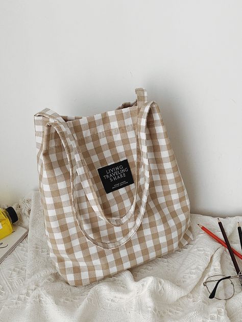 Gingham Bag, Black School Bags, Sac Diy, Yellow Handbag, Green Handbag, Gingham Pattern, Red Handbag, Style Preppy, Handbags Casual