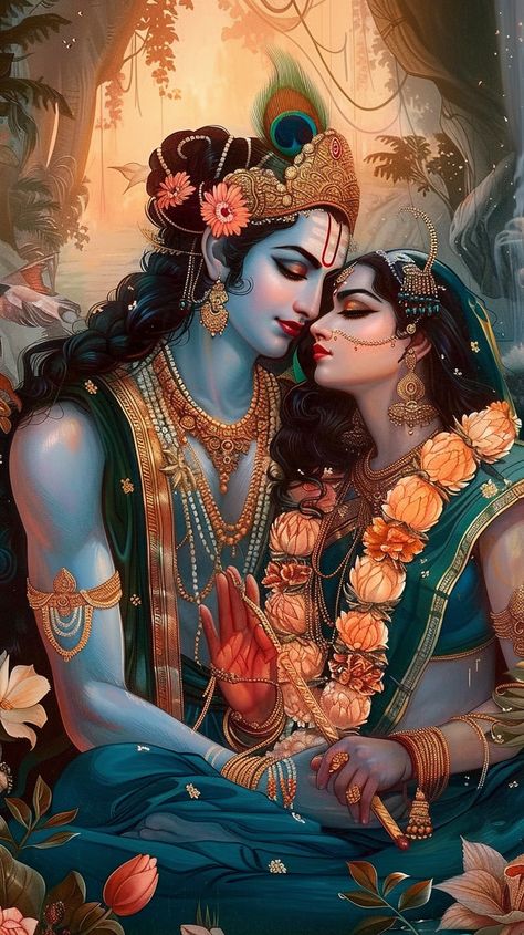 Mystical Art Spiritual, Radha Images, Radha Krishna Art Beautiful, Unique Radha Krishna Images, Lord Krishna And Radha, God Illustration, Krishna And Radha, राधा कृष्ण, Divine Union