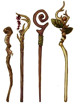 Bastones de druida. Water Staff Design, Hp Broomstick, Diy Druid Staff, Magic Wand Design Art, Witch Wand Drawing, Witch Staff Design, Wand Designs Drawings, Wand Illustrations, Druidic Focus