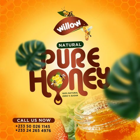 Honey Promotion Design, Honey Advertising Design, Honey Advertising Poster, Honey Flyer Design, Honey Sticker Design, Honey Creative Ads, Honey Poster Design, Honey Ads, Honey Poster