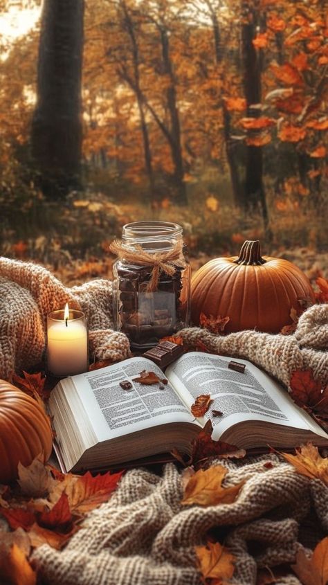 Autumn Book Wallpaper, Book Fall Wallpaper, Cute Aesthetic Autumn Wallpaper, Fall Kitchen Aesthetic, Wallpaper Autumn Iphone, Cottage Core Fall Wallpaper, Thanksgiving Iphone Wallpaper Aesthetic, Cozy Autumn Vibes, Fall Images Wallpaper