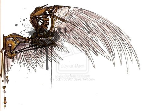 Steampunk Wings Tattoo, Icarus Wings, Wing Anatomy, Steampunk Wings, Steampunk Tattoo, Art Steampunk, Wings Drawing, Angel Wings Tattoo, Wing Tattoo