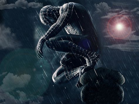 From Spider-Man 3. The real Spidey movies!!  I refuse to watch the newer ones. Mostly because I still believe Drake Bell should've been the next Spider-Man! Black Spiderman Wallpaper, Spiderman Wallpaper 4k Ultra Hd, Spiderman Wallpaper Iphone, Spiderman 3 Wallpaper, Wallpaper Iphone Dark, Spiderman Noir, Art Spiderman, Spiderman Wallpaper, Image Spiderman