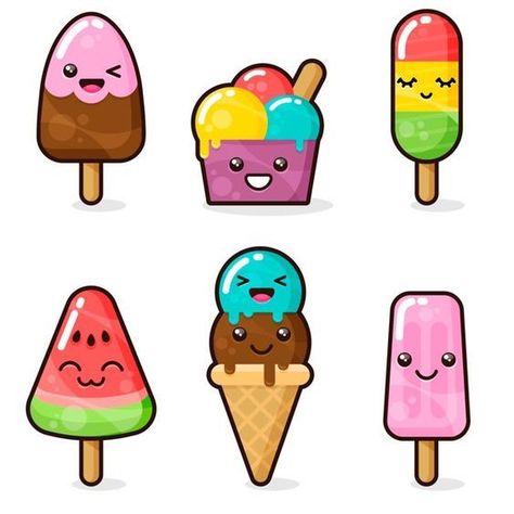 chibi kawaii character Wallpaper Cute Kawaii, Drawing Pictures For Kids, Ice Cream Cartoon, Ice Cream Wallpaper, Kawaii Ice Cream, Candy Drawing, Ice Cream Art, Ice Cream Set, Images Kawaii