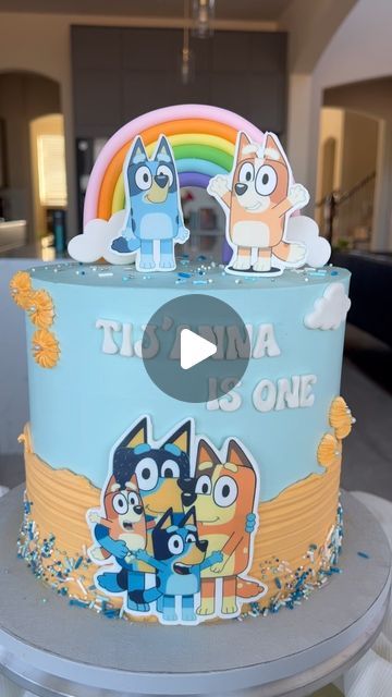 Edible Perfections LLC on Instagram: "Bluey Theme Cake #Blueycake #blueybirthday #edibleperfections #homebaker #fondantcake #cakehobby #cakeart #fondantart #fondantdecoration #cakelover #cakeoftheday #dallasbakers #buttercreamcake #customcakes #wiltonfondant #wiltongelcolor #handmadecaketopper #wiltoncake #swissmeriungbuttercream #cakeforinstagram @wiltoncakes @makingofcakecakes @metdaan.cakes @edibleperfections" Bluey Buttercream Cake Ideas, Bluey Theme Cake, Bluey Birthday Cake, Bluey Cake Topper, Metdaan Cakes, Wilton Fondant, Handmade Cake Topper, Cake Inspo, Blue Cakes