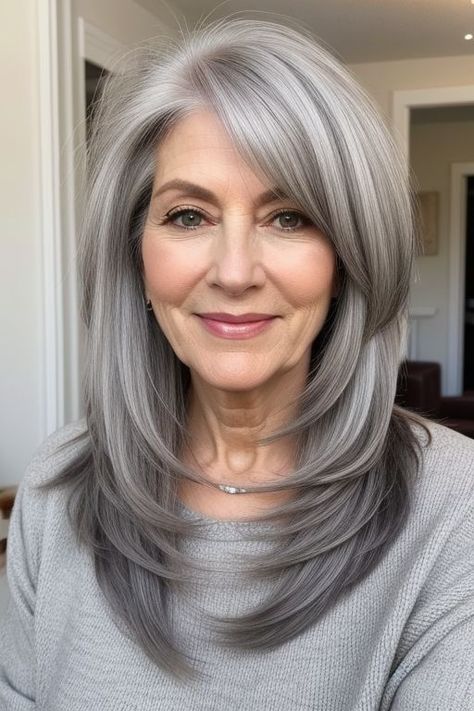 29+ Long Hairstyles for Older Women Over 50 20 Hair Styles For Older Women, Long Hair Older Women, Grey Hairstyles, Hair Contouring, Grey Hair Transformation, Hairstyles For Older Women, Haircuts For Medium Length Hair, Gray Hair Cuts, Hairstyles For Women Over 50