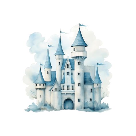 Watercolor Castle, Castle Clipart, Castle Illustration, Enchanted Kingdom, Castle Drawing, Castle Background, Baby Shower Clipart, Party Clipart, Clipart Baby