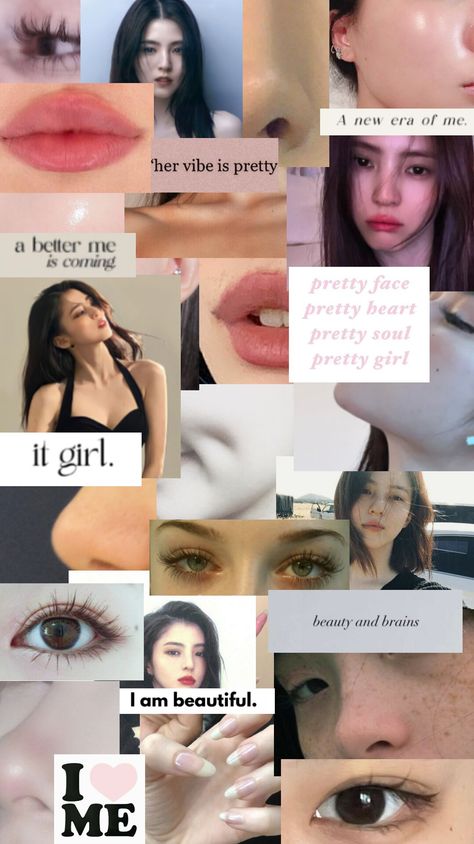 Han so hee desired face Appearance Vision Board, Beauty Vision Board Pictures, Glow Up Collage, Beauty Goals Vision Board, Han So-hee, So Hee Aesthetic, Han So Hee Aesthetic, Glow Up Vision Board, My Vision Board