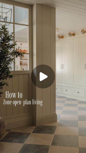 Jojo Barr on Instagram: "Funk no.3 ~ Help with zoning! How to separate an open plan living / dining room.

Each room in an open plan space wants to have its own identity, whilst remaining cohesive. 

* First off, really think about what you want to do with the rooms and how you want to live in them. 

* Adding a simple internal glazed screen will add privacy and create a separate porch and living area.

* Built in bookcases to either side of the mantle will create a focal point giving the living room a purpose of practicality.

* Adding an embrasure around the opening between the rooms will not only add architectural interest, but will create a very clear divide between the spaces. This will also allow you to have different colours on the walls in each room, should you wish!

* The layout Open Plan Living Dining Room, Built In Bookcases, Open Plan Living And Dining, Living Room Divider, The Mantle, Open Plan Living Room, Built In Bookcase, Living Dining, Open Plan Living