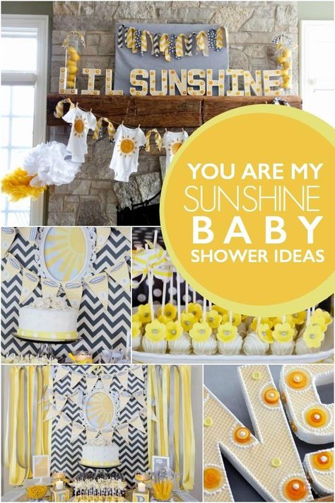 You Are My Sunshine Baby Shower Ideas Gender Neutral Baby Shower Ideas, Neutral Baby Shower Ideas, Baby Shower Themes Neutral, Shower Images, Sunshine Baby Shower, Sunshine Baby Showers, Baby Shower Decorations For Boys, Boy Baby Shower Themes, Fiesta Baby Shower