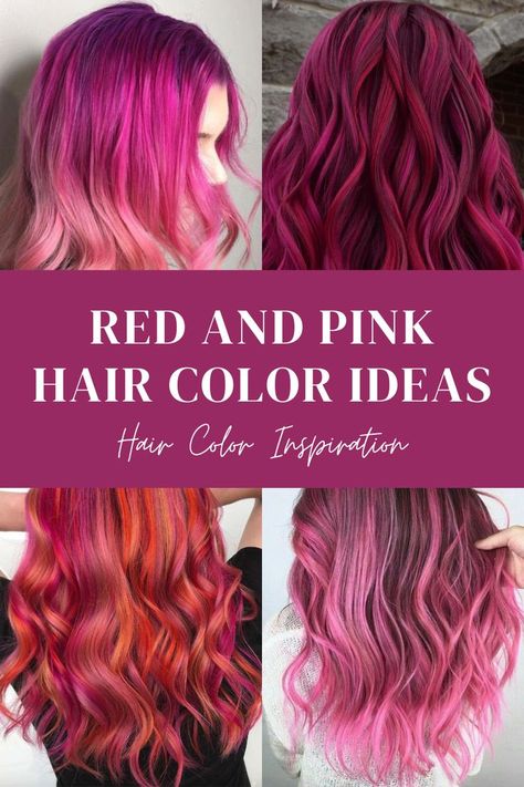 Red Roots Hair, Red And Pink Hair, Fuschia Hair, Deep Red Hair Color, Pinwheel Hair Color, Red Pink Hair, Pink And Purple Hair, Dark Pink Hair, Deep Red Hair