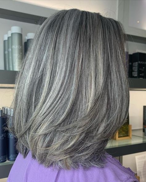 Warmed-Up Salt-and-Pepper Hair Brown Hair Going Grey, Brown Hair With Silver Highlights, Gray Blending, Black And Grey Hair, Pepper Hair, Money Pieces, Grey Hair Over 50, Grey Hair Transformation, Salt And Pepper Hair