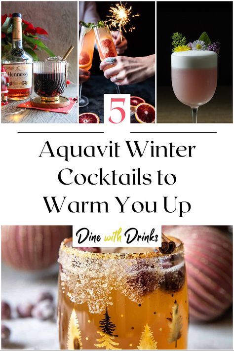 Collage of 4 aquavit winter cocktails. Jameson Cocktails Easy, Jameson Drinks, Aquavit Cocktails, Jameson Cocktails, Amaro Cocktails, Winter Cocktail Recipes, Cold Weather Drinks, Easy Mixed Drinks, Christmas Drinks Alcohol