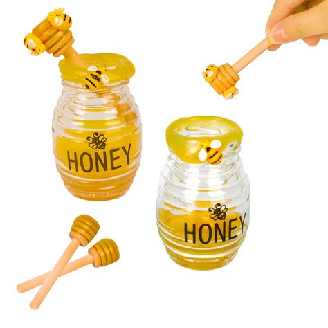 PRICES MAY VARY. Package included:2pc fake Honey Pots with bees, 4pc fake Honey Dippers High-quality material:The honey pots are made of glass material, with simulated little bees on it, the dipper sticks are made of wood. Adding a perfect visual feel to the layered trays, bookshelves, coffee bars, dining tables, and any other places you want to place them in your bee themed event. All them look very cute,mini, and unique, and can be used to decorate your living room or kitchen, especially at pa Bee Tiered Tray Decor, Fake Honey, Holiday Party Desserts, Bee Tiered Tray, Honey Pots, Honey Dipper, Coffee Bars, Dessert Display, Spring Summer Decor