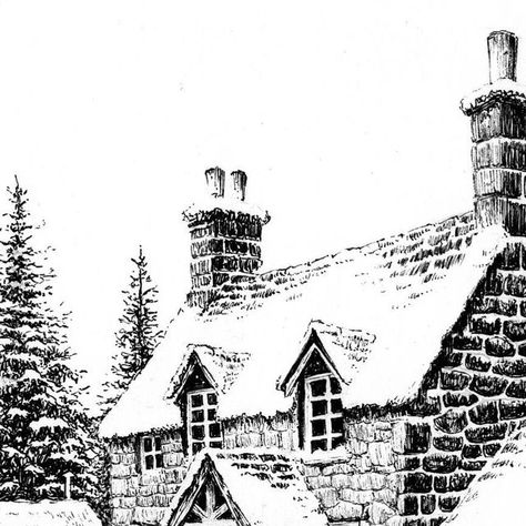 Brian on Instagram: "Well, that’s my Chrismassy, wintry, snowy scene done for another year. Swipe for a ‘with rocks’ version. I couldn’t decide which I prefer so you get both for the price of one. . #inkonpaper #countrycottage #snow #winter #christmas #penandink #fineliner #architecture #wintercottage #winterscene" Fineliner Architecture, Snowy Building, Snow Sketch, Gothic Xmas, Winter Sketch, Christmas Sketches, Kingdom Ideas, Pencil Colours, Snowy Window