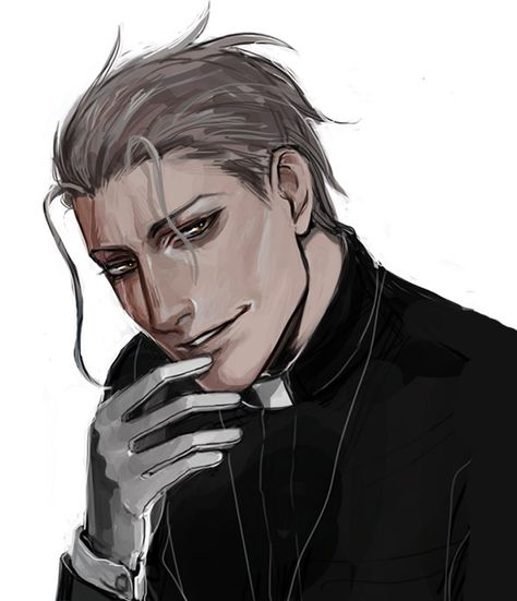 Hot Priest Art, Priest Art, Hellsing Ultimate Anime, Real Vampires, Vampire Masquerade, Pretty Drawings, Modern Fantasy, Anime Animals, Character Design Male