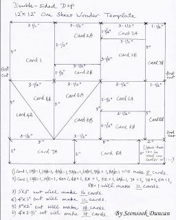 OSW (One Sheet Wonder) Template for 12x12 Double-sided DSP and sample cards - Seongsooks Creations... One Sheet Wonder Cards 12x12 Templates Free, 12x12 One Sheet Wonder Template, One Sheet Wonder Cards 12x12 Templates, Card Sketches Templates, Card Making Templates, One Sheet Wonder, Card Making Tips, Card Making Tutorials, Card Making Techniques