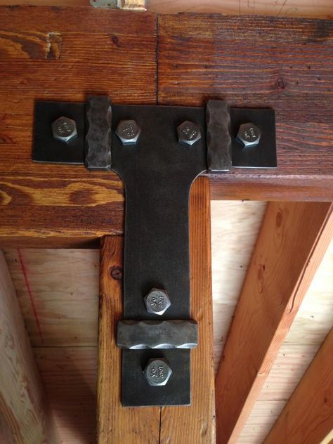 Beam Brackets, Timber Frame Joinery, Timber Frame Construction, Wooden Doors Interior, Vintage Industrial Furniture, Shed Design, Building A Shed, Post And Beam, Pergola Designs