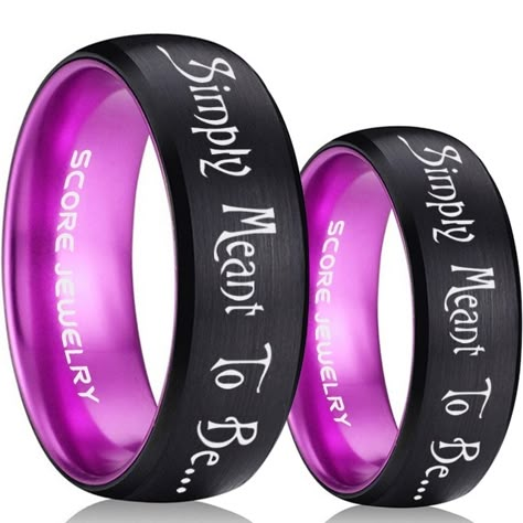 Simply Meant To Be Rings, Jack and Sally Rings, Jack and Sally Wedding Bands, Black Tungsten Rings, Black Tungsten Wedding Bands, Jack and Sally Wedding Rings Jack Skellington Wedding Theme, Simply Meant To Be Wedding, Jack And Sally Wedding Theme, Simply Meant To Be Tattoo, Black Wedding Rings Sets Couple, Nightmare Before Christmas Couple, Jack And Sally Wedding, Black Wedding Ring Sets, Lesbian Wedding Rings