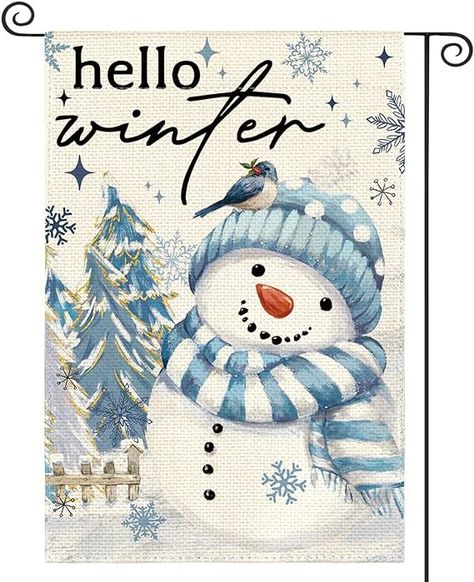 Amazon.com : AVOIN colorlife Snowman Cardinal Hello Winter Garden Flag 12x18 Inch Double Sided, Polka Dot Winter Holiday Yard Outdoor Flag : Patio, Lawn & Garden Christmas Garden Flag, Garden Flag Stand, Christmas Garden, Hello Winter, Outdoor Flags, House Flag, Flag Stand, Lawn Decor, Christmas Lettering