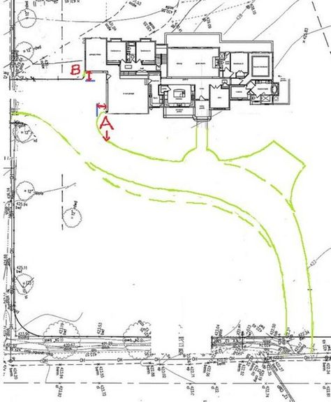 Side Garage Driveway Layout, Side Garage Driveway, Driveway Turnaround Ideas, Driveway Layout, Farm Gates Entrance, Side Garage, Farm Gate, Driveway Design, Driveway Landscaping