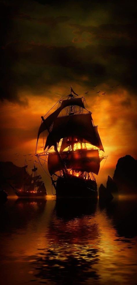 Pirate Ship Art, Freetime Activities, Ships At Sea, Pirate Boats, A Pirates Life, Boat Wallpaper, Ancient Mariner, Old Sailing Ships, Clipper Ship