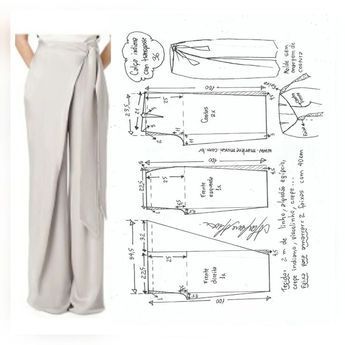 Wide Leg Pants Pattern, Clothing Pattern Design, Trousers Pattern, Trouser Pattern, Dress Patterns Diy, Sewing Clothes Women, Fashion Design Patterns, Fashion Sewing Tutorials, Pants Sewing Pattern