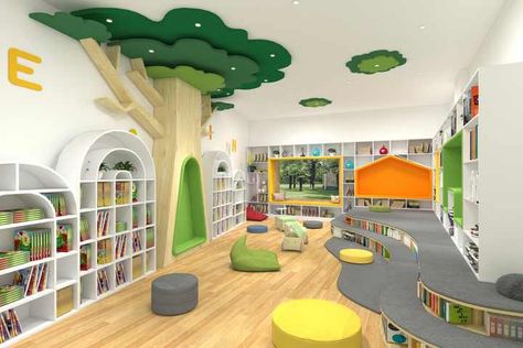 Library Furniture Design, Kindergarten Classroom Design, Early Education Classroom, Daycare Furniture, Pre Primary School, School Library Design, Kindergarten Interior, Preschool Furniture, Classroom Interior