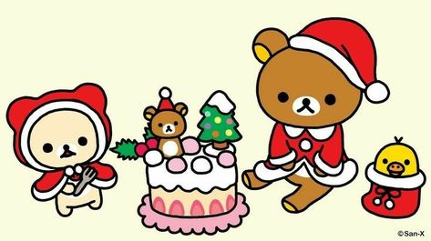 Rilakuma Wallpapers, Rilakkuma Wallpaper, Adopt Idea, Christmas Desktop, Christmas Holiday Photos, Scrapbook Printing, Kawaii Christmas, Merry Happy, Hello Kitty Christmas