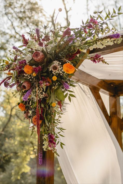 Vibrant mismatched jewel tones and a carefree energy filled this woodsy wedding daydream!! Prepare to rethink your entire wedding day with inspiration from Bekah + Tony // a colorful + carefree woodsy wedding at Lost Hill Lake now ON THE BLOG✨ ——— lost hill lake wedding | jewel tone wedding colors | st. louis wedding | outdoor wedding inspo | earthy wedding decor | insta: @karahogansonphoto Wildflower Arbor, Earthy Wedding Decor, Arbor Florals, Jewel Tone Wedding Colors, Earthy Wedding, Jewel Tone Wedding, Woodsy Wedding, Just Let It Go, St Louis Wedding