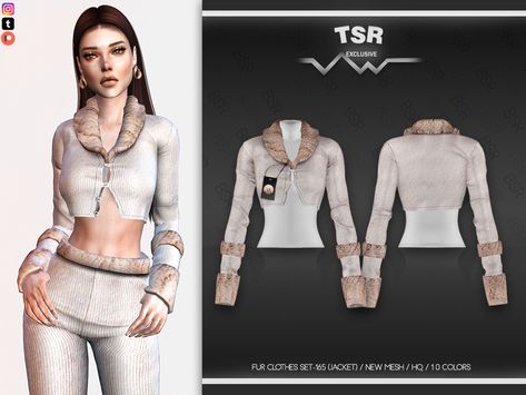 busra-tr's FUR CLOTHES SET-165 (JACKET) BD570 Cropped Fur Jacket, Fur Clothes, Sims Finds, Plaid Set, Pelo Sims, Sims 4 Body Mods, Sims 4 Expansions, Sims 4 Teen, Sims 4 Toddler