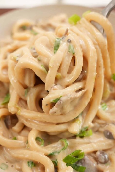 Creamy Mushroom Udon - CJ Eats Recipes Creamy Udon, Mushroom Udon, Mushroom Noodles, Cj Eats, Mushroom Cream Sauce, Udon Recipe, Truffle Mushroom, Mushroom Cream Sauces, Pasta Dinners