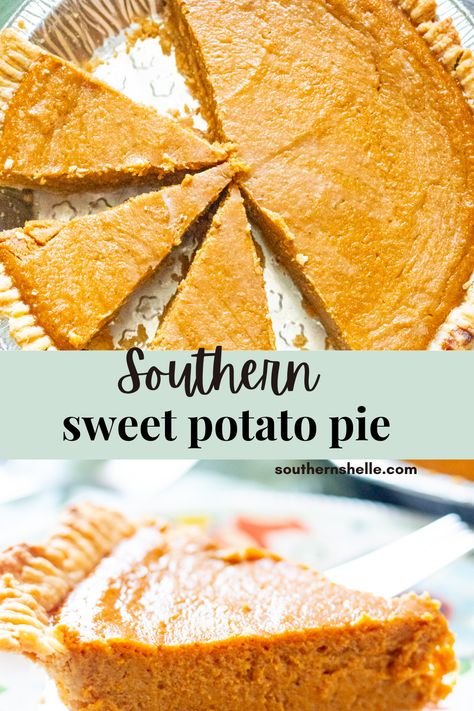 A classic sweet potato pie recipe-- perfectly spiced with a homemade pie crust. Sweet Potato Pie Crust Recipe, Sweet Potato Pie Crust, Potato Pie Crust, Sweet Potato Pie Filling, Sweet Potato Filling, Southern Sweet Potato Pie, Sweet Potato Pie Southern, Potato Filling, Homemade Pie Crust