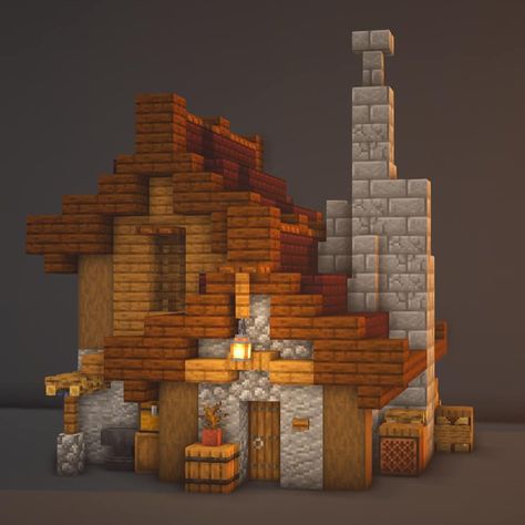 Minecraft Villager Fletcher House, Villager House Minecraft Small, Small Rustic Minecraft House, Minecraft Smelting Building, Minecraft Tannery House, Minecraft Mining Village, One Chunk Minecraft House, Mini House Minecraft Ideas, Minecraft Builds Ideas Creative