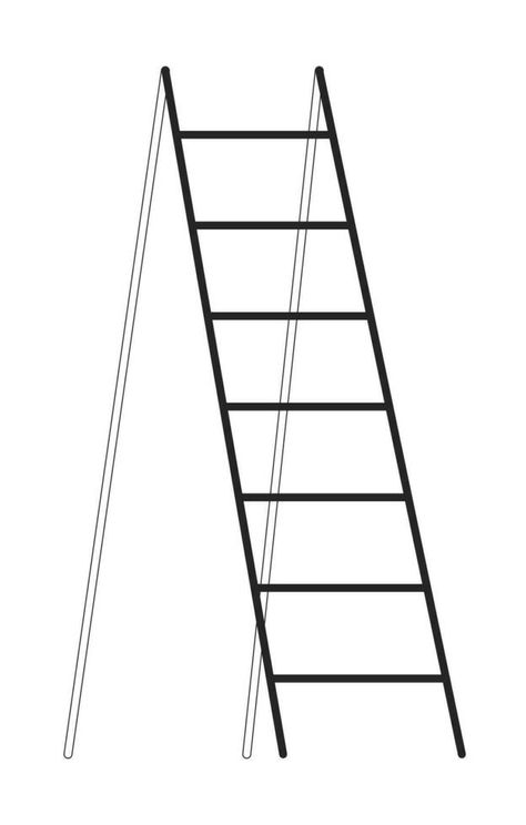 Wooden ladder flat monochrome isolated vector object. Folding step ladder. Editable black and white line art drawing. Simple outline spot illustration for web graphic design Ladder Drawing, Emote Ideas, Spot Illustration, Black And White Line Art, White Line Art, 3d Vector, Line Art Drawing, Wooden Ladder, Drawing Simple