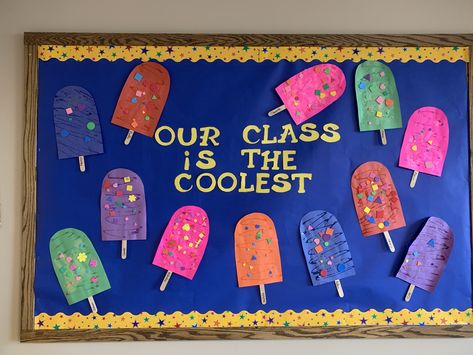 Board Ideas Preschool, Preschool Boards Ideas, Two Year Old Bulletin Board Ideas, Summer Daycare Bulletin Boards, June Bulletin Board Ideas, Preschool Sign In, Daycare Bulletin Boards, Toddler Bulletin Boards, Back To School Crafts For Kids