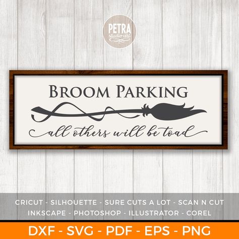 "Halloween SVG, Broom, Parking, Witch Broom, Halloween sign, Fall svg, Autumn svg, Witches Broom, Cut File, Farmhouse sign svg, Digital File, Wood Sign svg, Rustic svg. For personal & small business commercial use. Get free SVG every Thursday : https://tinyurl.com/petrastudio NOTE that this item is A DIGITAL FILE and no physical items will be shipped. You can get this item via INSTANT DOWNLOAD. ---------------------------------------------------------------- WHAT YOU WILL GET : - 1 SVG File Witch Broom Sign, Witches Broom Parking Sign Diy, Large Halloween Sign, Halloween Signs Diy Wood Crafts, Diy Halloween Signs, Broom Parking, Halloween Svgs, Fall House, Witches Broom