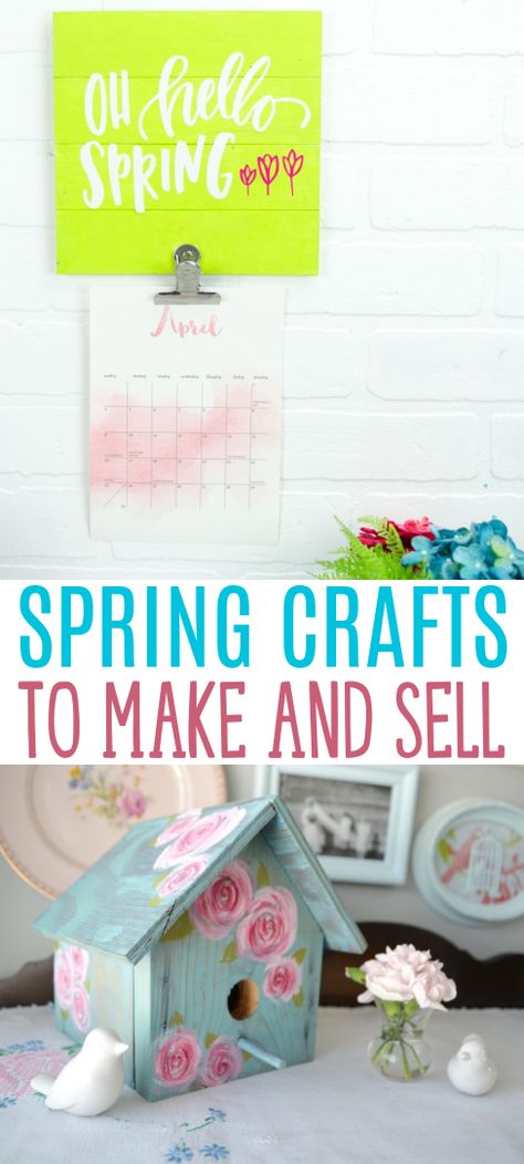 Thinking about using your creative skills to start a little side hustle? We’ve got a list for you of spring crafts to make and sell that will give you plenty of ideas to choose from. With these ideas, you’ll be all set for the next spring bazaar or to place in your Etsy shop. Spring Craft Fair Ideas, Shabby Chic Birdhouse, Teen Craft Ideas, Home Decor Recycled, Jewelry Ideas Diy, Chalk Paint Mason Jars, Recycled Diy, Diy Fashion Ideas, Butterflies Wreath