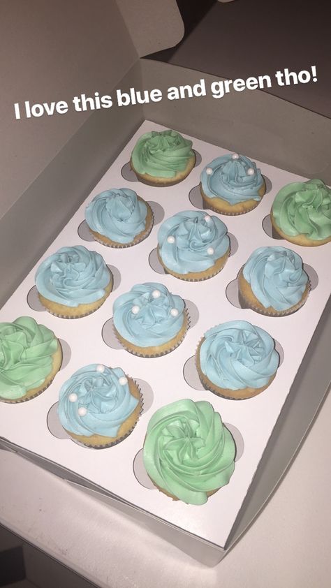 Sage Green And Blue Baby Shower Ideas, Blue Green Baby Shower Ideas, Green And Blue Baby Shower Ideas, Blue And Green Baby Shower Ideas, Blue And Green Cupcakes, Baby Shower Color Themes, Blue Baby Shower Cake, Twin Baby Shower Cake, Baby Shower Cupcakes For Boy