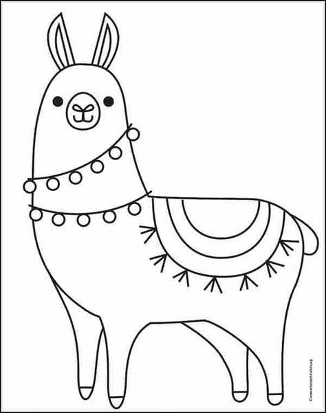 Llama Coloring Page, Happy Birthday Llama, Llama Drawing, Valentine Coloring Pages, Coloring Art, Drawing Color, Stencils Printables, Cute Llama, Kids Canvas