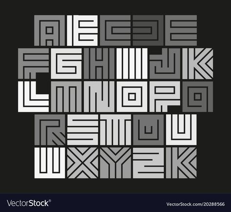 Geometric Font Typography, X Logo Design Letter, Abstract Font, Geometric Letters, Geometric Typography, Tile Logo, Geometric Alphabet, Dimensional Tile, Maze Design