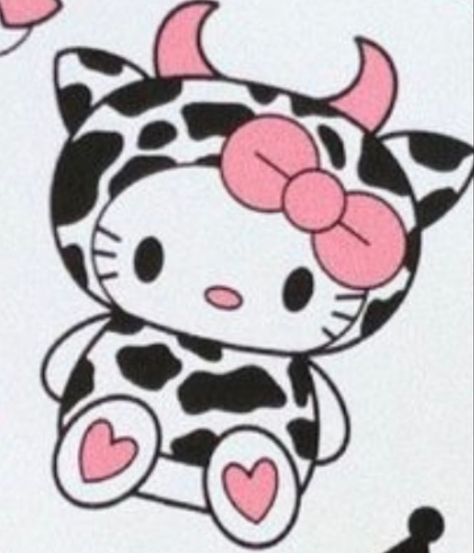 Hello Kitty Paintings Aesthetic, Hello Kitty Vaquera, Pink Hello Kitty Drawing, Hello Kitty Cow, Kawaii Hello Kitty Tattoo, Trippy Hello Kitty Painting, Pink Emo Asthetic Hello Kitty, Senior Pants, Sanrio Collection