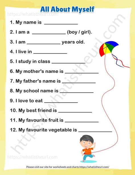 This is a single-page “about myself” worksheet for kids. This is the 4th design.Please download the PDF All About Myself for KG, UKG, and Little kids – Design 4 About Myself Worksheet, All About Myself, English Classes For Kids, Ingles Kids, Worksheets For Class 1, Teach English To Kids, Materi Bahasa Inggris, All About Me Worksheet, Kids Worksheet