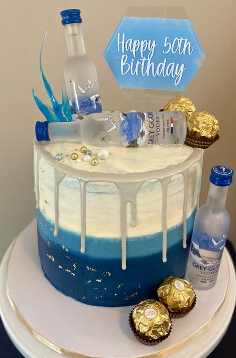 Birthday Cakes For Men Blue, Men Birthday Cakes Blue, Men’s Birthday Cakes 21, Blue Cake Ideas Birthday Men, Male Cake Ideas, 21st Birthday Cake Male, Blue And White 21st Birthday Cake, Bud Light Cake, 21st Birthday Cake For Guys