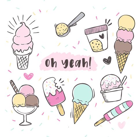 Free Ice Cream Graphics - Free Pretty Things For You Draw Ice Cream, Ice Cream Illustration, Ice Cream Art, Ice Cream Set, Zestaw Ikon, 귀여운 음식 그림, Ice Cream Theme, 그림 낙서, Bullet Journal Themes