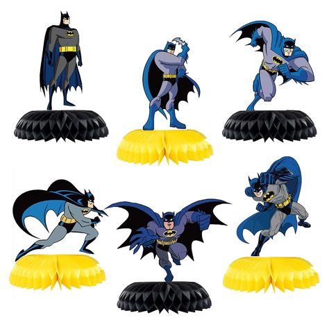 PRICES MAY VARY. Products Include: You will receive 6pcs Bat-man honeycomb centerpieces. Each centerpiece sizes are about 6 inches. The party table decorations are made of high-quality cards, which are seamless, durable, lightweight, non-fading, and thick. Unique Design: The honeycomb decorations pattern of bat hero, and the colors are bright. The eye-catching birthday party center decorations, bat party centerpieces will definitely attract people's attention. Easy to Assemble: Just take a few s Batwheels Birthday, Hero Party Decorations, Batman Theme Party, Bat Party, Kids Party Centerpieces, Honeycomb Table, Dog Party Decorations, Batman Theme, Batman Birthday Party