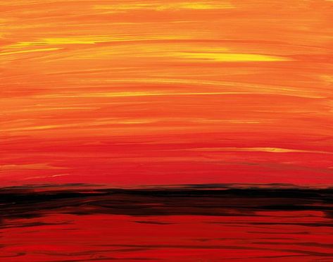 Ruby Shore - Red Orange Yellow Art Sunset Painting Easy, Orange Artwork, Orange Painting, Zen Yoga, Painting Easy, Red Sunset, Landscape Art Painting, Yellow Art, Orange Art