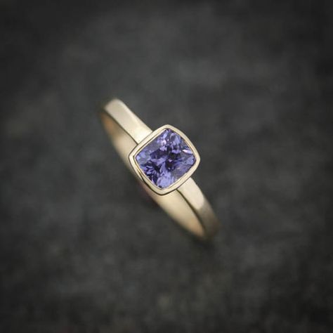 14k+Yellow+Gold+and+Purple+Sapphire+Cushion+Gold+by+onegarnetgirl Purple Sapphire Solitaire Ring, Grad Rings, Verragio Engagement Rings, Gold And Purple, Colored Stone Rings, Metal Smithing, Cushion Cut Ring, Sapphire Solitaire, Gold Ring Designs