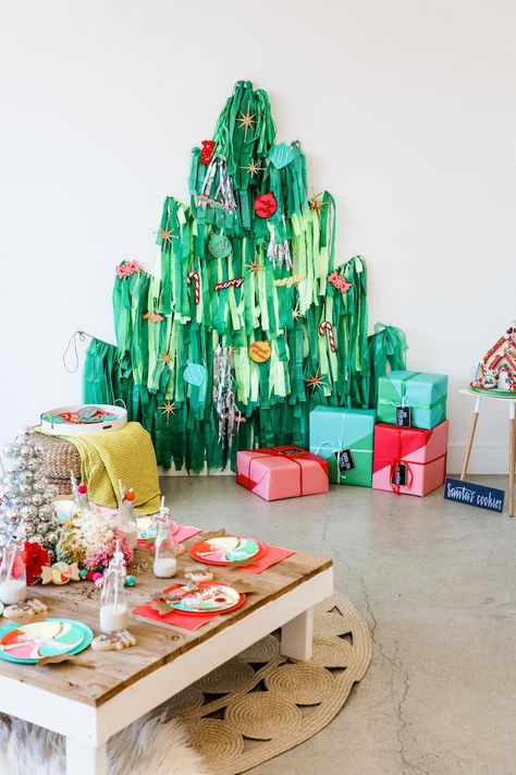 Kara's Party Ideas Merry + Bright Christmas Party | Kara's Party Ideas Parade Party Ideas, Whimsical Christmas Birthday Party, Diy Christmas Party Photo Backdrop, North Pole Christmas Party Theme, Felix Navidad Christmas Party, Workplace Holiday Decor, Candy Christmas Party Theme, Colorful Christmas Party Decor, Groovy Christmas Party Theme